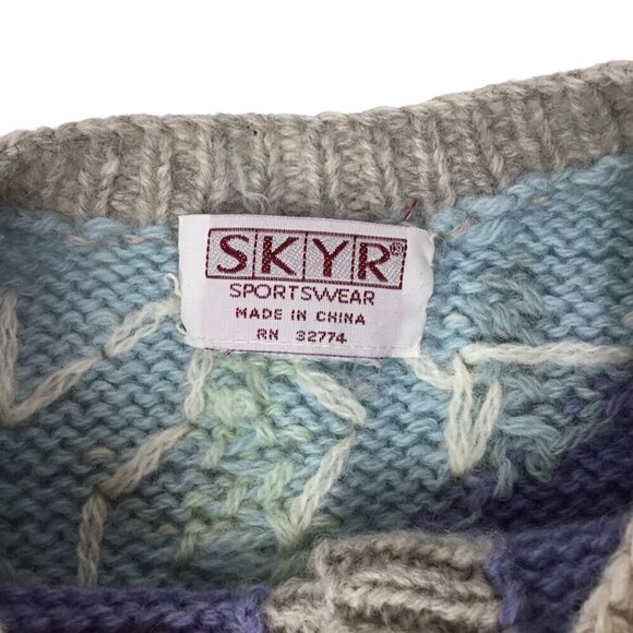 Vtg Hand Knit Skyr Cardigan Sweater Nordic Fair Isle Penguin Polar Bear Reindeer - Picture 11 of 11